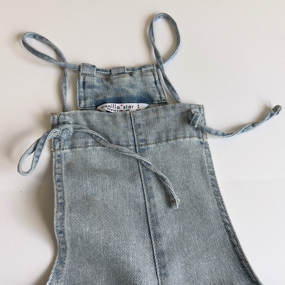 Vanilla Star Light Denim Wide Leg Jumpsuit Small 90s Y2K Streetwear Bib Overalls - Picture 16 of 16